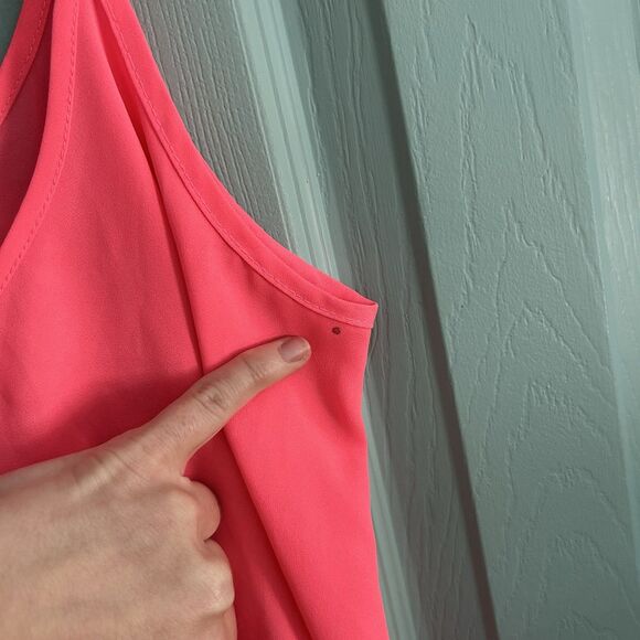 Wet Seal Pink Chiffon Cropped Tank Top Medium Rave Neon Flowy Adjustable Strap - Picture 6 of 9